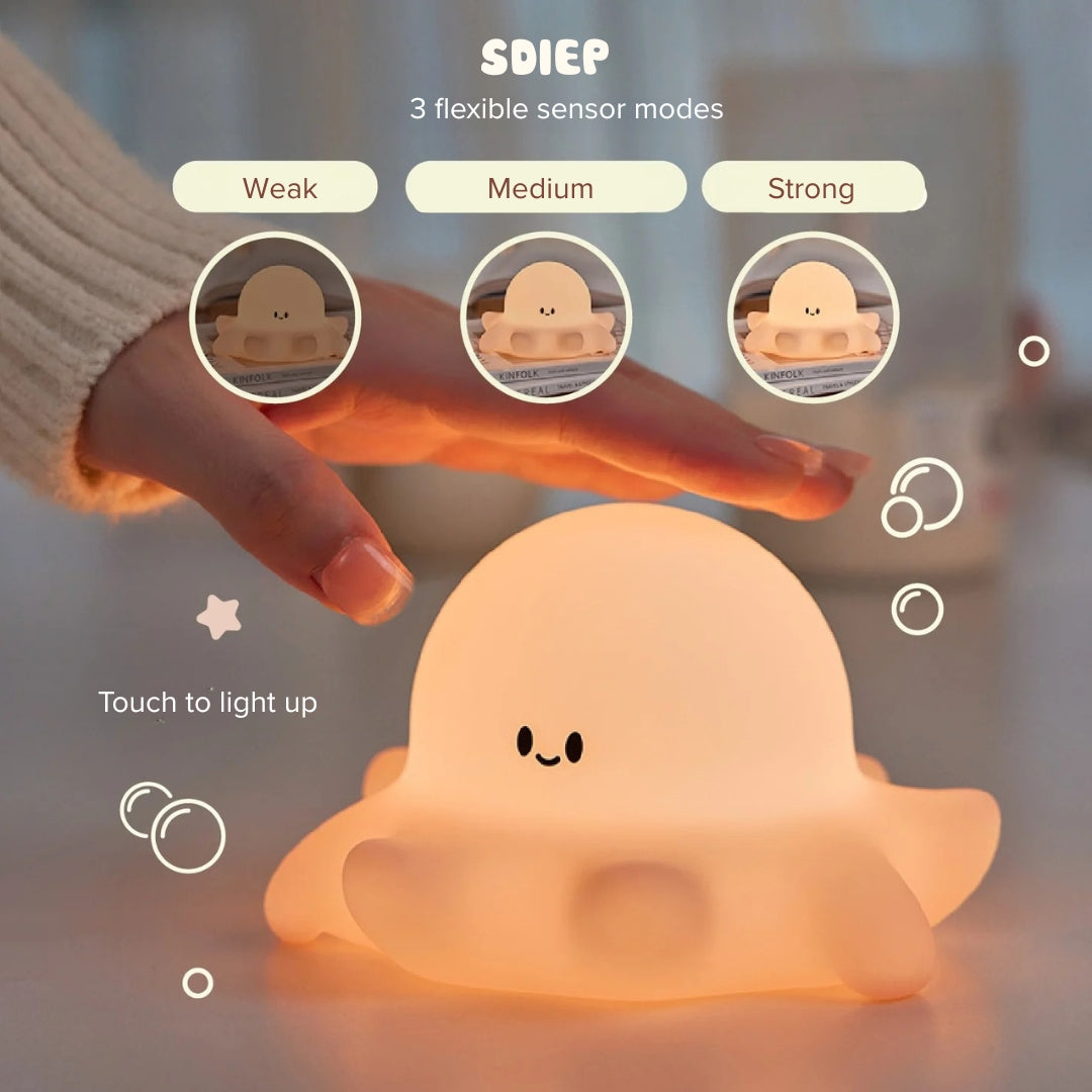 Lampe lumineuse rechargeable par USB avec joli motif de pieuvre | Lampe Octoby