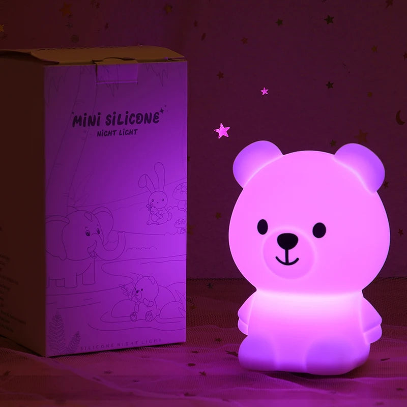 Mini Kawaii Popular Cat Baby Night Lamp 7-color Pat Touch Color-changing Eye Protection Bedroom Bedside Nightlight Gift Children